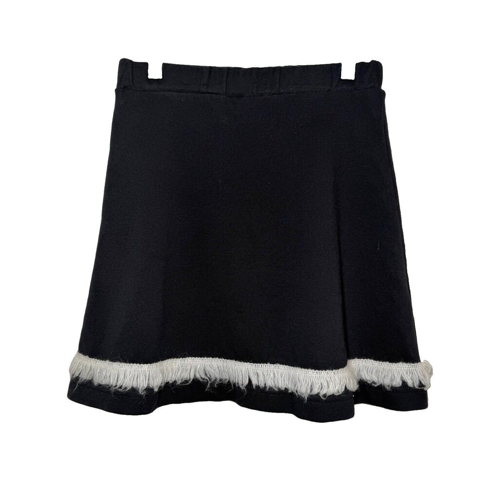 Hanna Andersson Girls 130 US 8 Black Cotton A-Line Skirt White Fringe